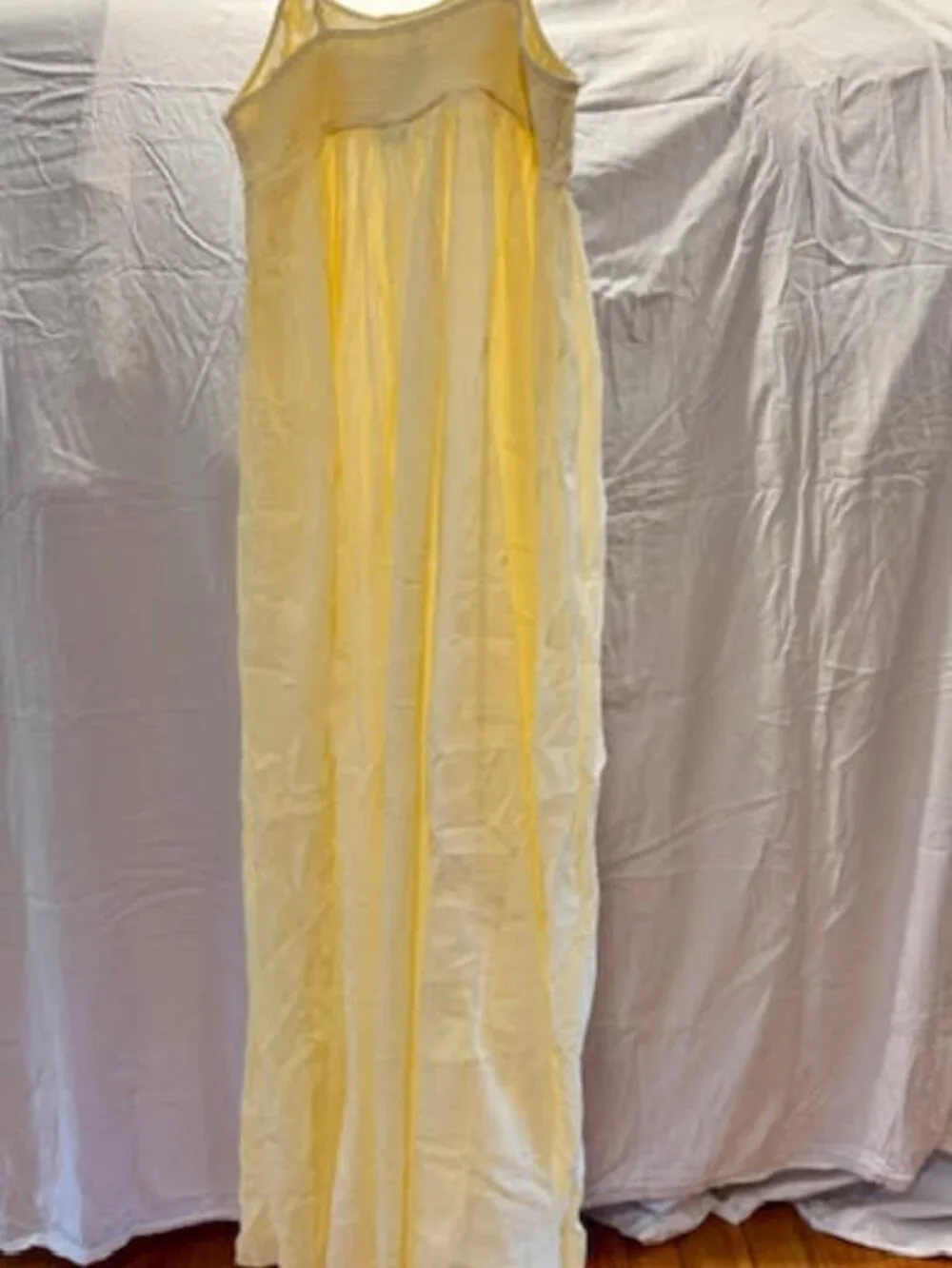 Free People Intimately Yellow Lace Maxi Slip Dress Boho Sheer Nightgown - M - Picture 2 of 4